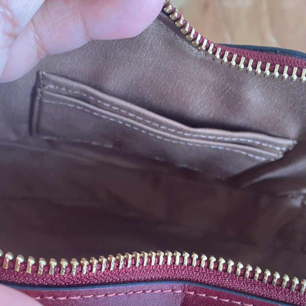 Coach Cherry Print Round Crossbody in Burgundy and Pink - Picture 4 of 14